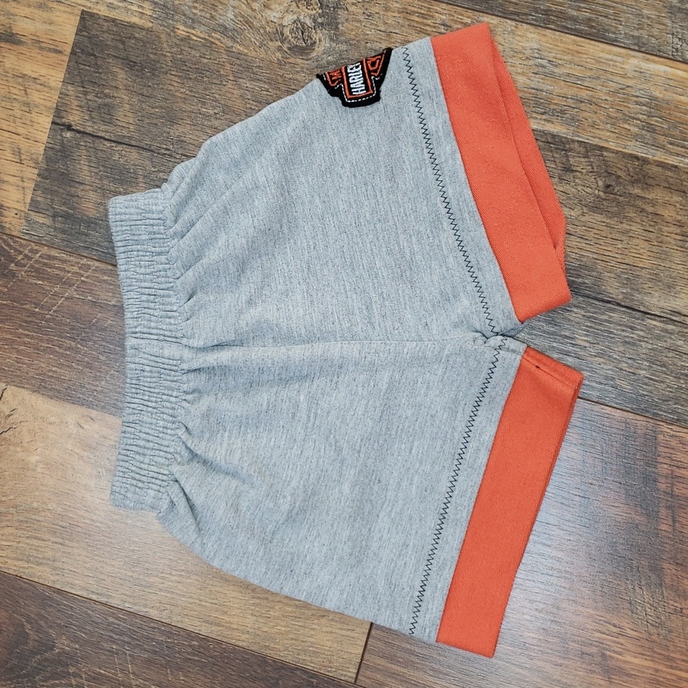 Harley-Davidson Motorcycles Gray and Orange Cotton Shorts, Size 12 Months